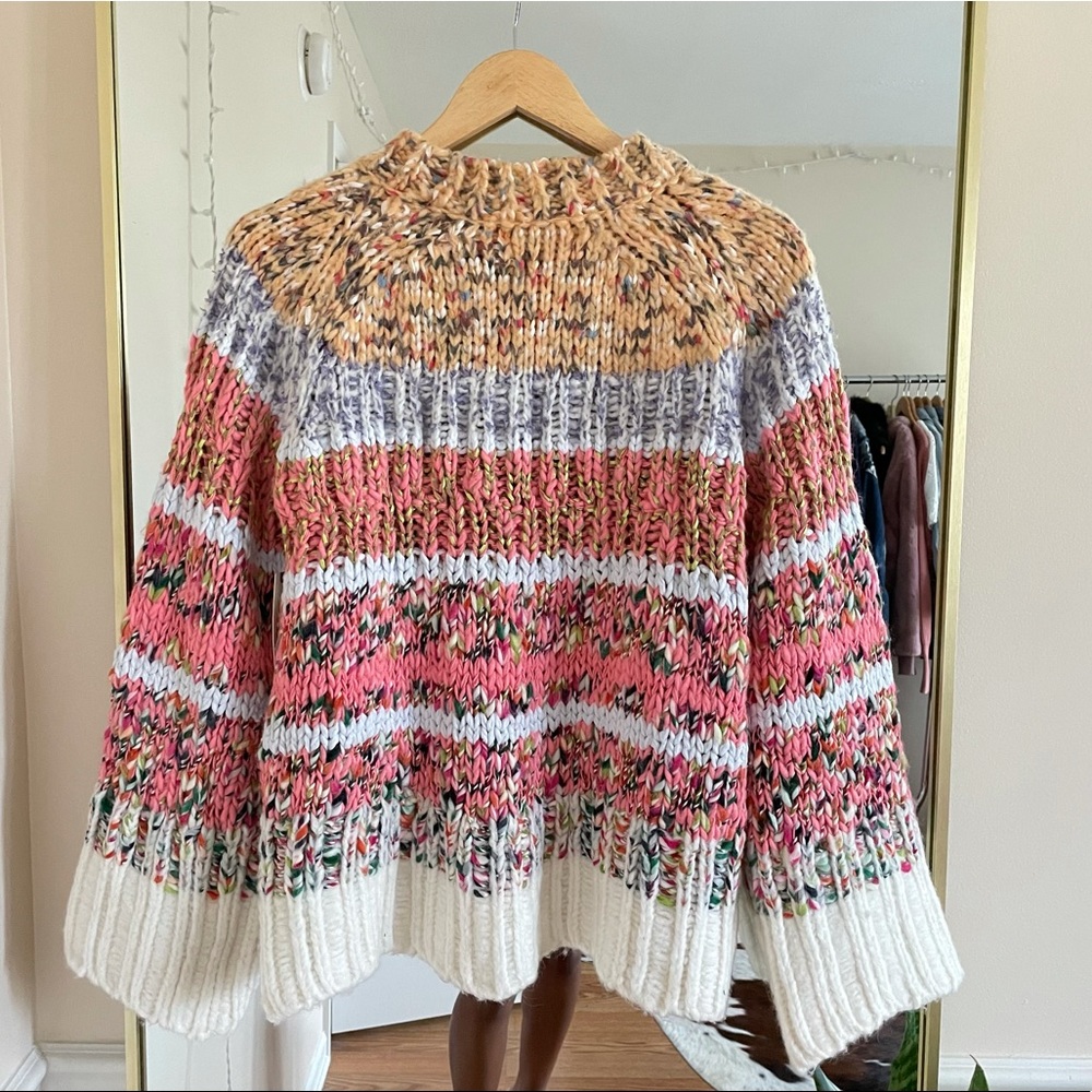 Anthropologie Kahlo Colorful Chunky Knit Sweater M